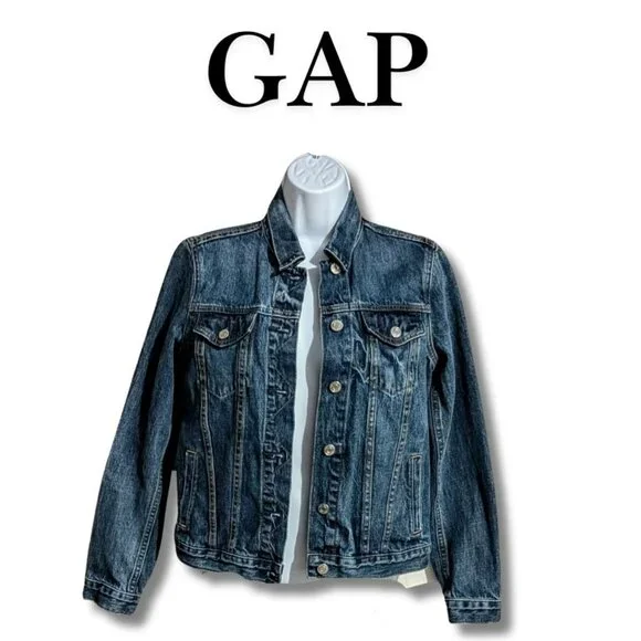 GAP - VINTAGE DENIM JACKET - DOUBLE BARRED FRONT AND STITCHING OVER EACH POCKET - Picture 2 of 6